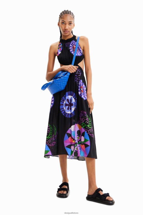 Desigual moterys m. christian Lacroix iškirpta midi suknelė apranga S606BV932