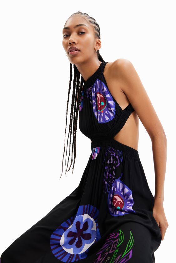 Desigual moterys m. christian Lacroix iškirpta midi suknelė apranga S606BV932