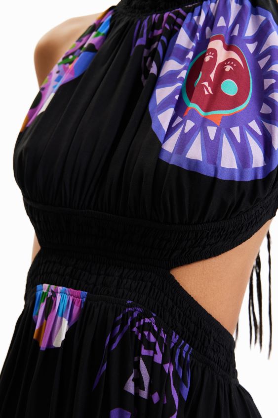 Desigual moterys m. christian Lacroix iškirpta midi suknelė apranga S606BV932