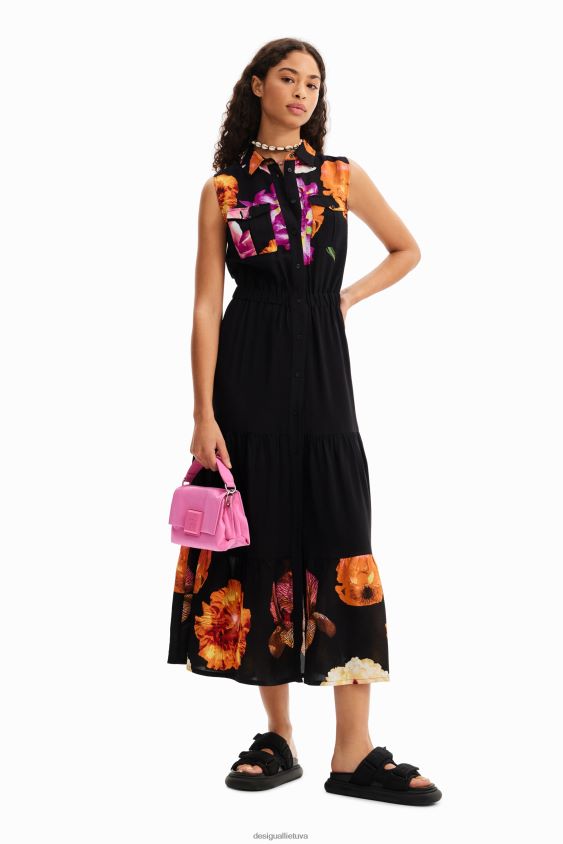 Desigual moterys m. christian Lacroix ilgi gėlėti marškiniai apranga S606BV35