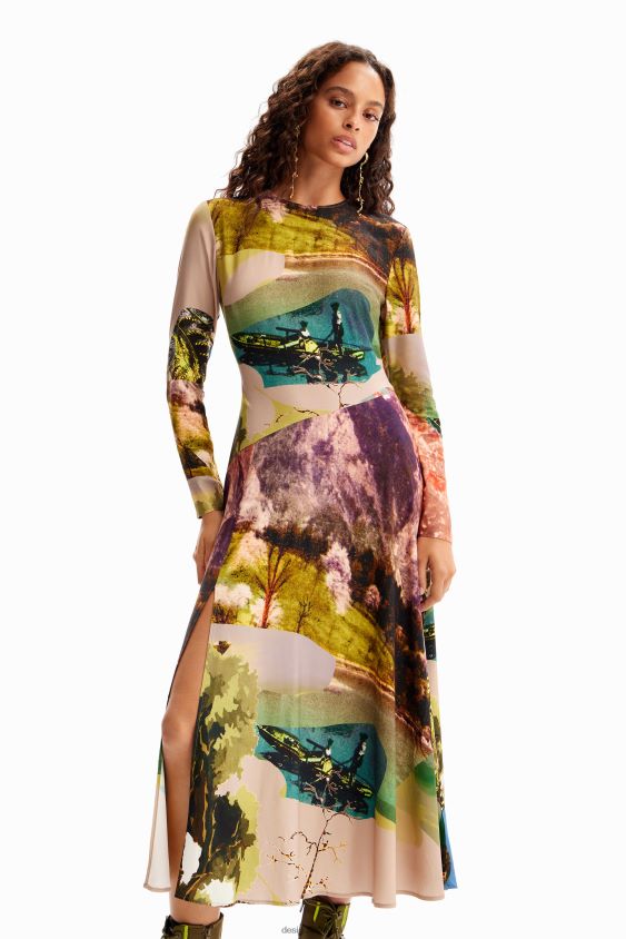 Desigual moterys m. christian Lacroix koliažinė midi suknelė apranga S606BV168