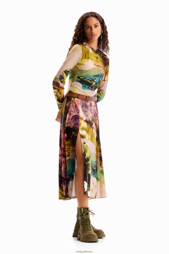 Desigual moterys m. christian Lacroix koliažinė midi suknelė apranga S606BV168