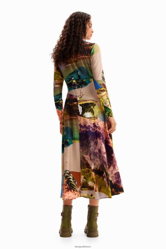 Desigual moterys m. christian Lacroix koliažinė midi suknelė apranga S606BV168