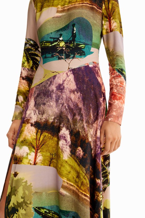Desigual moterys m. christian Lacroix koliažinė midi suknelė apranga S606BV168