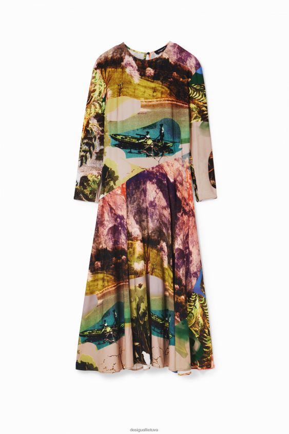 Desigual moterys m. christian Lacroix koliažinė midi suknelė apranga S606BV168