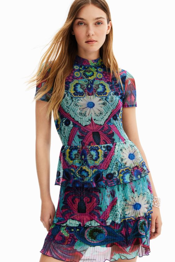 Desigual moterys m. christian Lacroix trumpa daugiasluoksnė suknelė apranga S606BV6