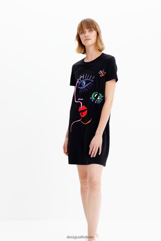 Desigual moterys meniška veido marškinėlių suknelė apranga S606BV330
