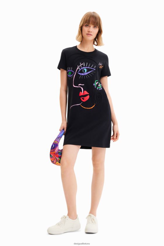 Desigual moterys meniška veido marškinėlių suknelė apranga S606BV330