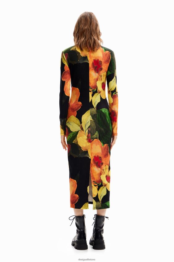 Desigual moterys plona gėlėta midi suknelė apranga S606BV1138