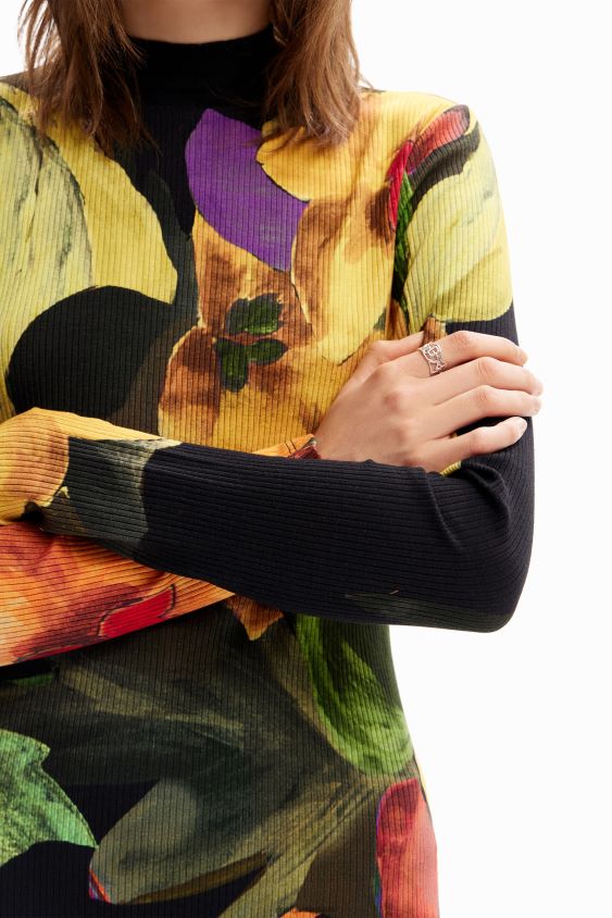 Desigual moterys plona gėlėta midi suknelė apranga S606BV1138