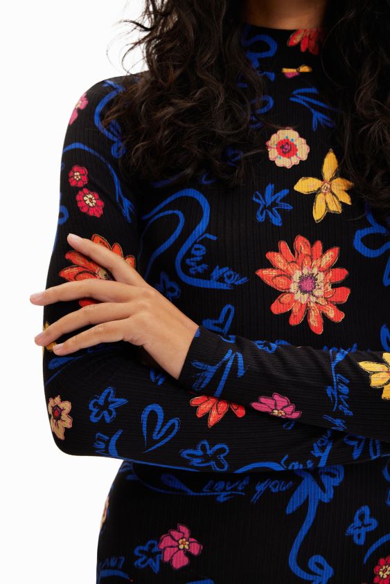 Desigual moterys plona gėlėta midi suknelė apranga S606BV850