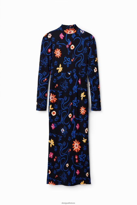 Desigual moterys plona gėlėta midi suknelė apranga S606BV850