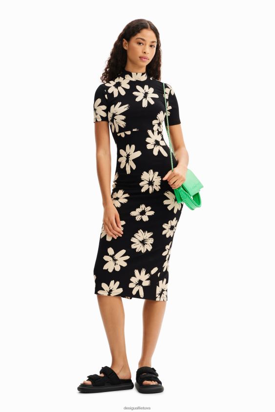 Desigual moterys plona meniška gėlėta midi suknelė apranga S606BV184