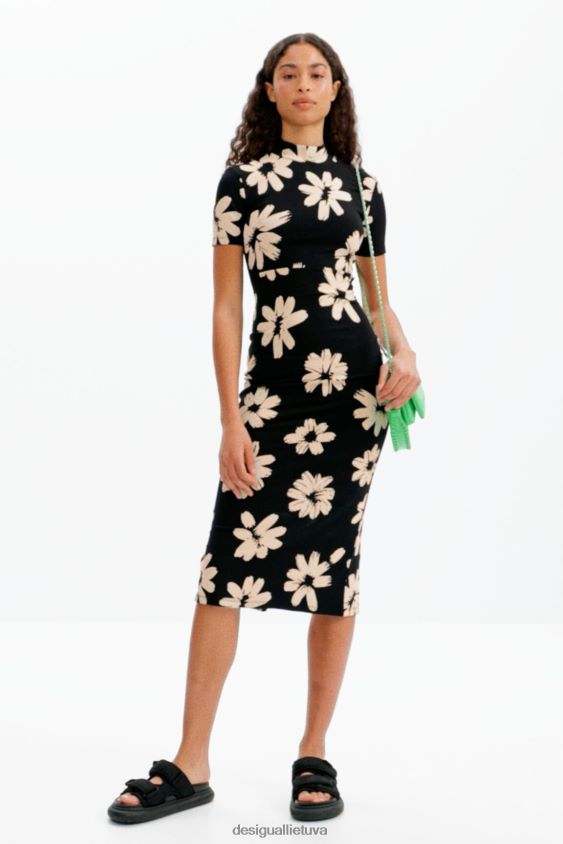 Desigual moterys plona meniška gėlėta midi suknelė apranga S606BV184