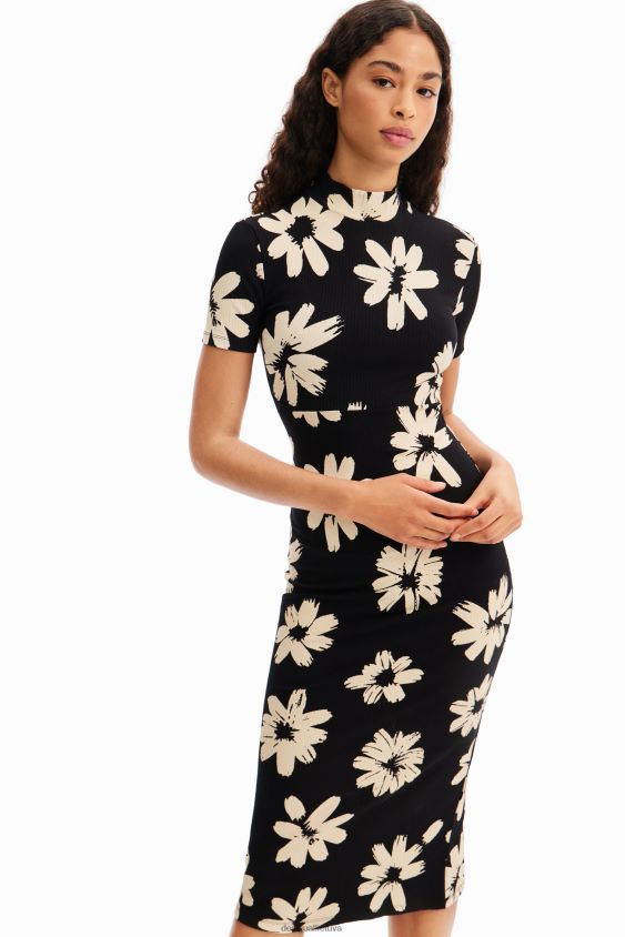 Desigual moterys plona meniška gėlėta midi suknelė apranga S606BV184
