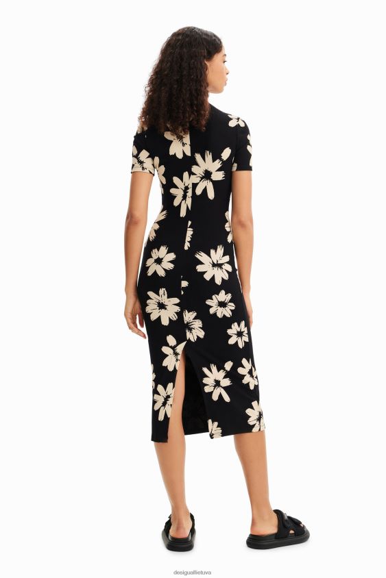 Desigual moterys plona meniška gėlėta midi suknelė apranga S606BV184