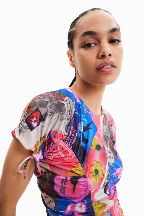 Desigual moterys plona riesta koliažo mini suknelė apranga S606BV728