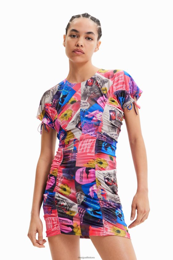 Desigual moterys plona riesta koliažo mini suknelė apranga S606BV728