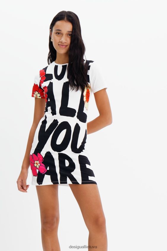 Desigual moterys plonos žinutės marškinėlių suknelė apranga S606BV325