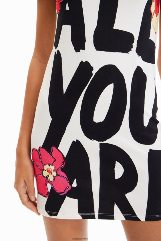 Desigual moterys plonos žinutės marškinėlių suknelė apranga S606BV325