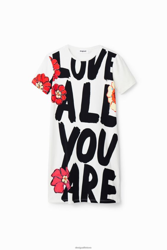 Desigual moterys plonos žinutės marškinėlių suknelė apranga S606BV325