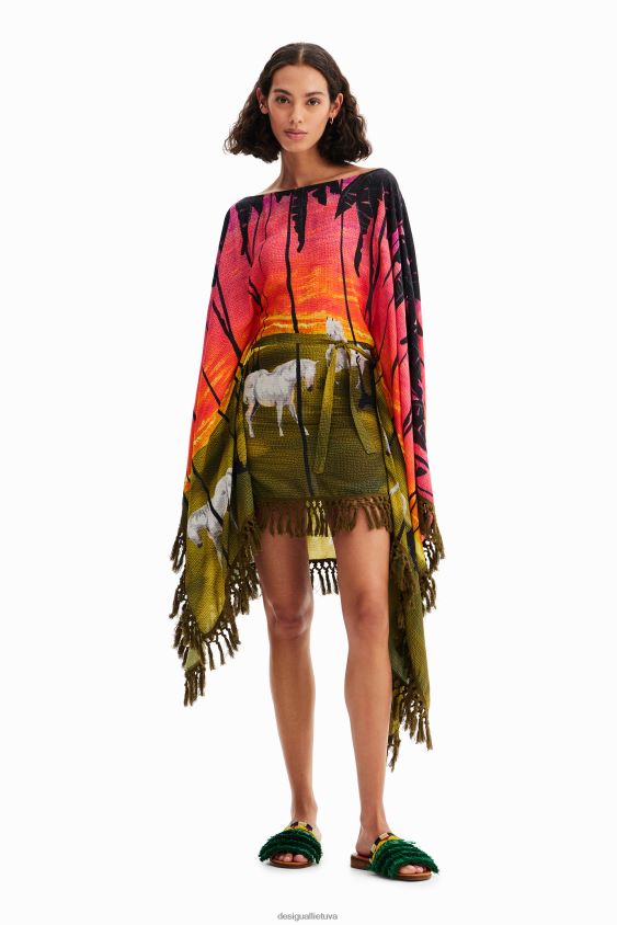 Desigual moterys stella jean trumpa pončo suknelė apranga S606BV333