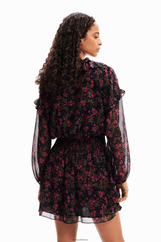 Desigual moterys trumpa gėlėta šifono suknelė apranga S606BV86