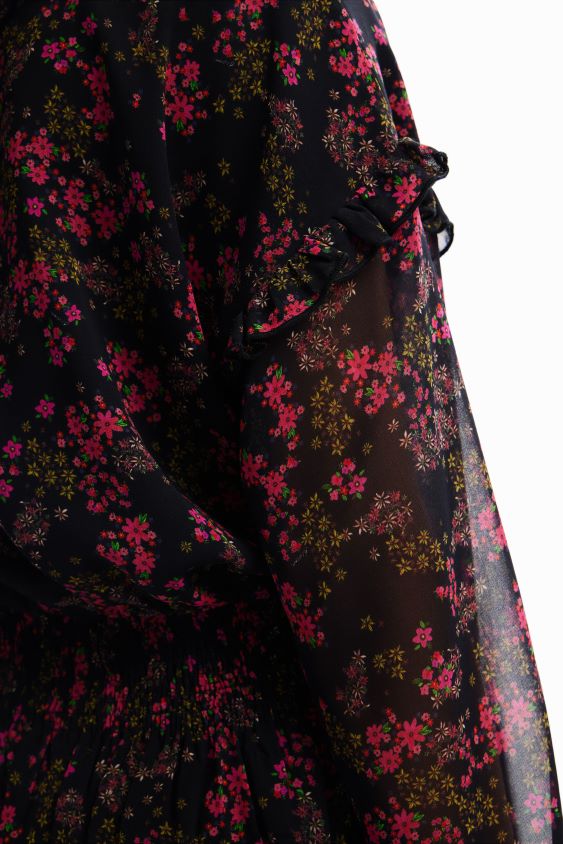 Desigual moterys trumpa gėlėta šifono suknelė apranga S606BV86