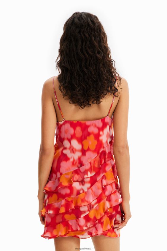 Desigual moterys trumpa gėlėta raukinė suknelė apranga S606BV472