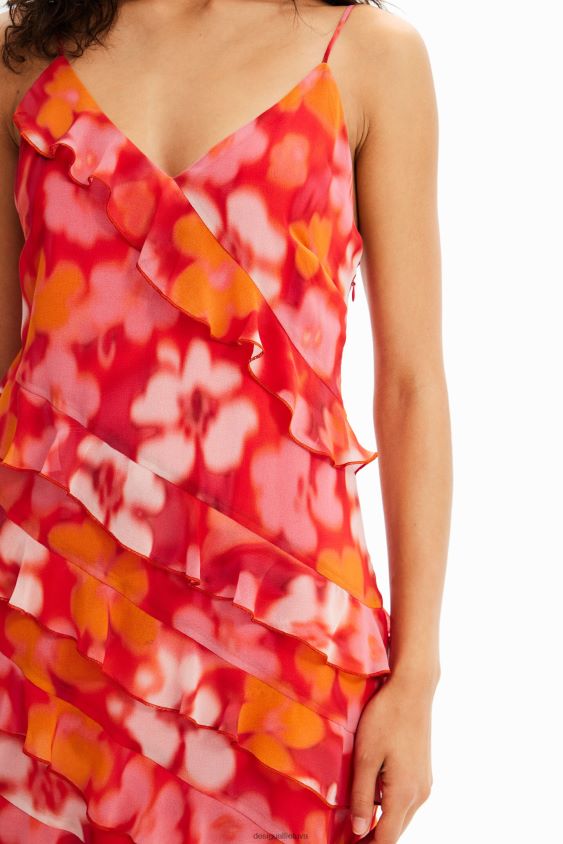 Desigual moterys trumpa gėlėta raukinė suknelė apranga S606BV472