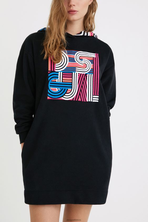 Desigual moterys trumpa pliušinė suknelė su gobtuvu apranga S606BV1038