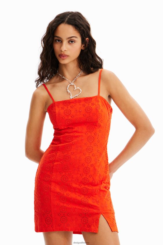 Desigual moterys trumpa šveicariško siuvinėjimo suknelė apranga S606BV464