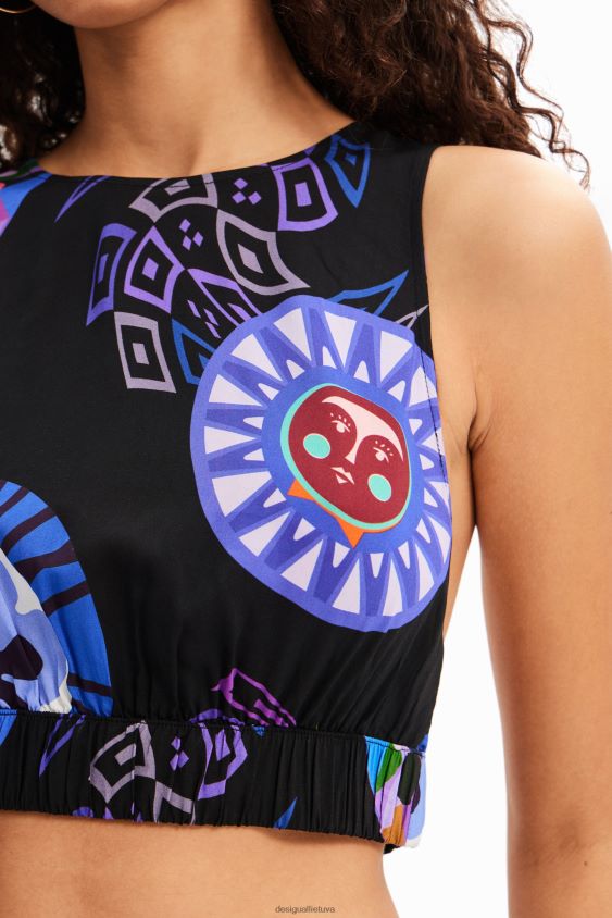 Desigual moterys m. christian Lacroix trumpas viršus su petnešėlėmis apranga S606BV737