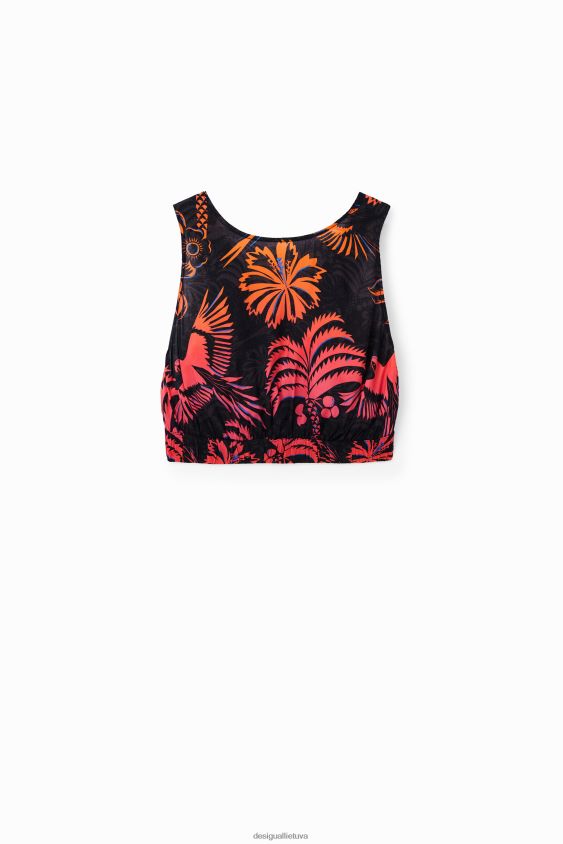 Desigual moterys trumpas tropinis viršus su petnešėlėmis apranga S606BV792