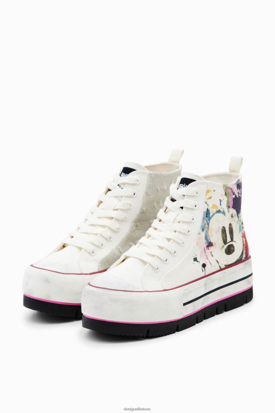 Desigual moterys „Disney“ „Mickey Mouse“ sportbačiai su aukšta viršūne platforma avalynė S606BV1511