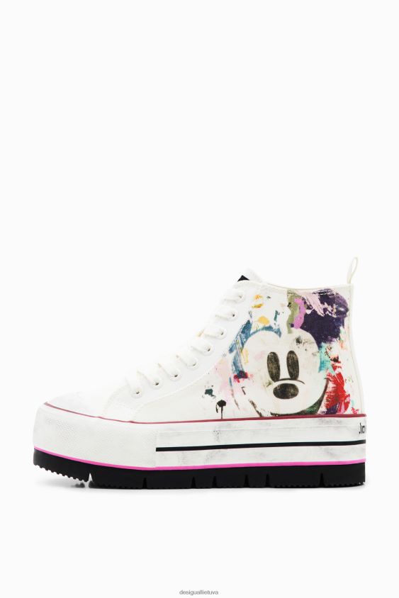 Desigual moterys „Disney“ „Mickey Mouse“ sportbačiai su aukšta viršūne platforma avalynė S606BV1511
