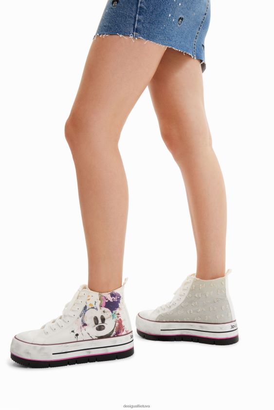 Desigual moterys „Disney“ „Mickey Mouse“ sportbačiai su aukšta viršūne platforma avalynė S606BV1511