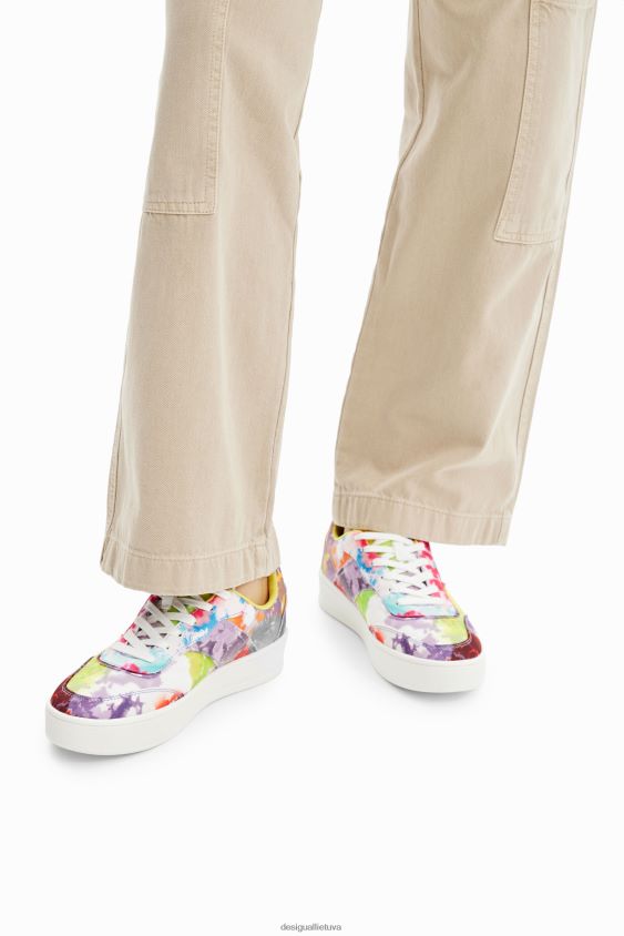 Desigual moterys akvareliniai kratinio platforminiai sportbačiai avalynė S606BV1503