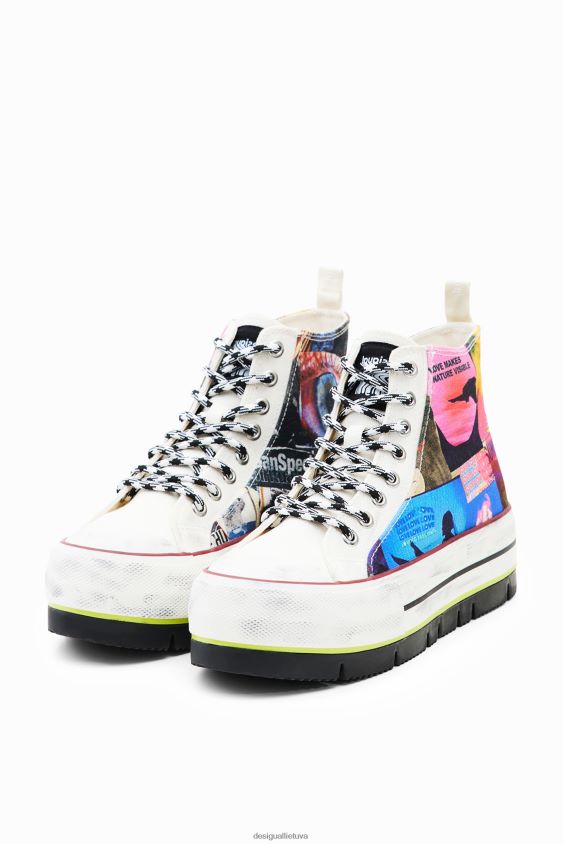 Desigual moterys aukštos viršūnės platforminiai koliažiniai sportbačiai avalynė S606BV1464