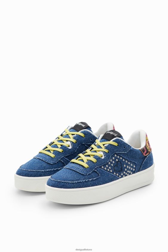 Desigual moterys džinsiniai širdelės sportbačiai su platforma avalynė S606BV1491