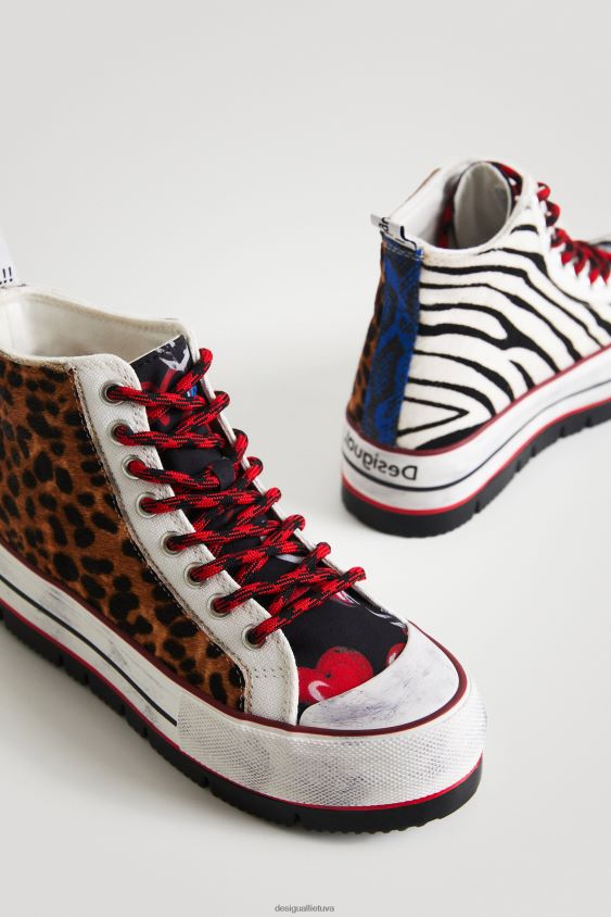 Desigual moterys sportbačiai su gyvulių raštais aukšta viršūne avalynė S606BV1473