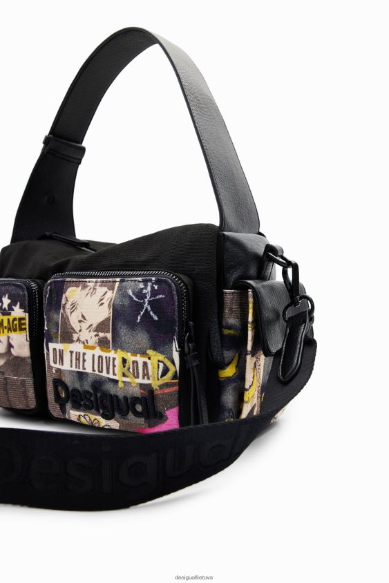 Desigual moterys didelis drobinis laikraščių krepšys priedas S606BV1182