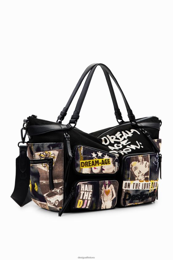 Desigual moterys didelis drobinis laikraščių krepšys priedas S606BV1254