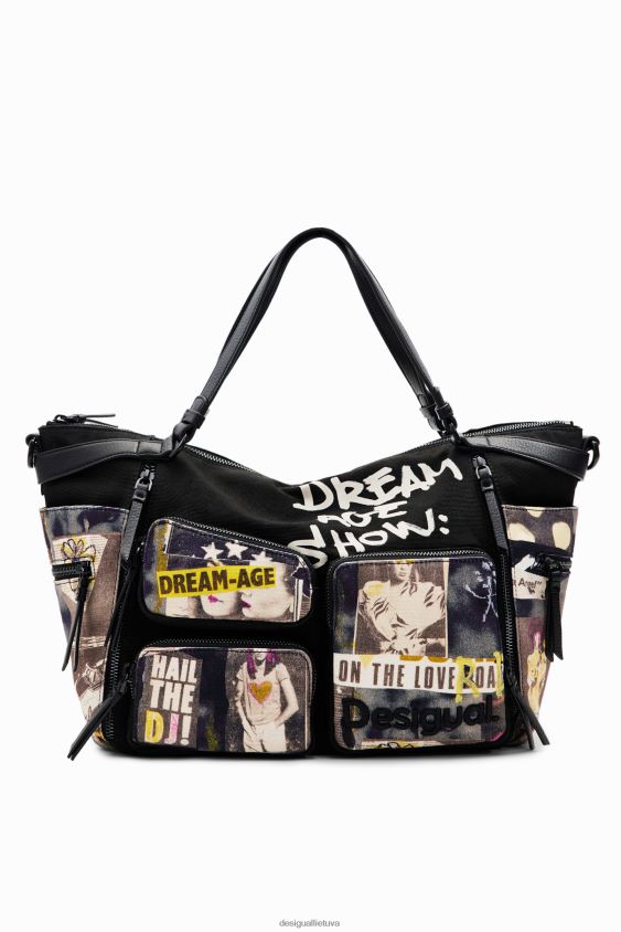 Desigual moterys didelis drobinis laikraščių krepšys priedas S606BV1254