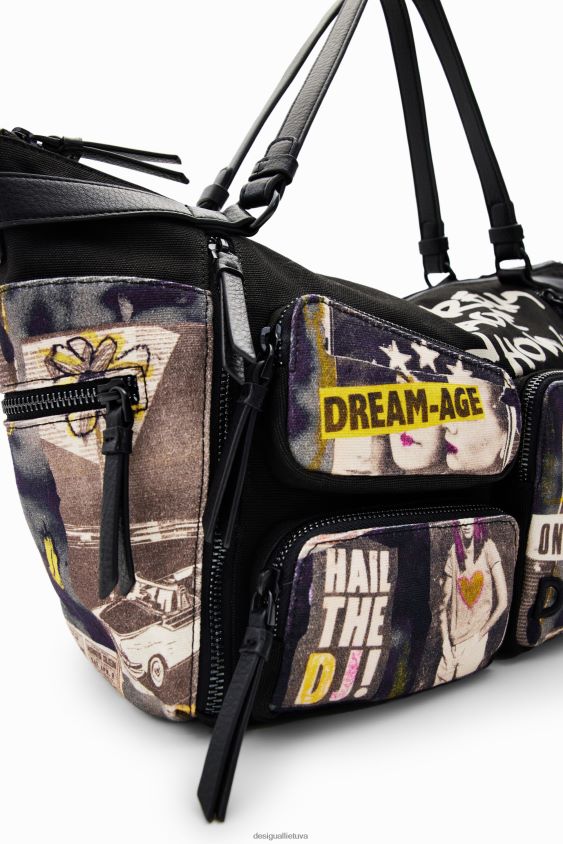 Desigual moterys didelis drobinis laikraščių krepšys priedas S606BV1254