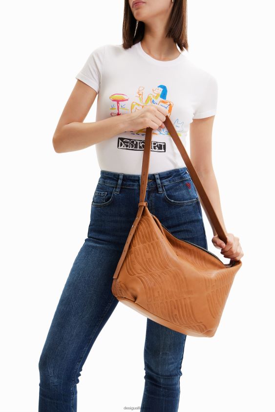 Desigual moterys didelis odinis logotipo krepšys priedas S606BV534