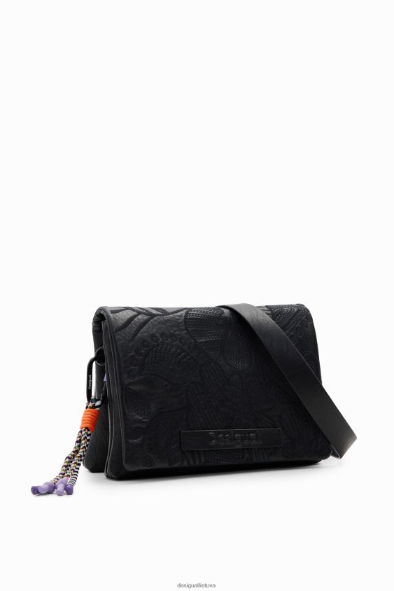 Desigual moterys Vidutinio dydžio gėlėmis siuvinėtas crossbody krepšys priedas S606BV1304