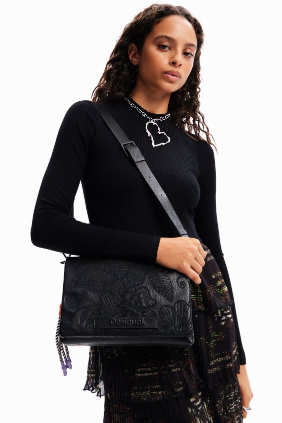 Desigual moterys Vidutinio dydžio gėlėmis siuvinėtas crossbody krepšys priedas S606BV1304