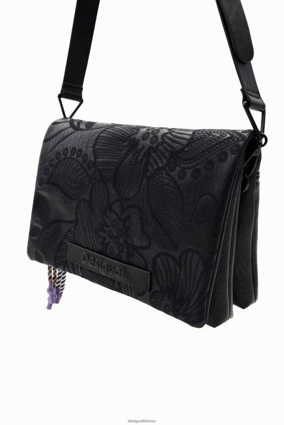 Desigual moterys Vidutinio dydžio gėlėmis siuvinėtas crossbody krepšys priedas S606BV1304