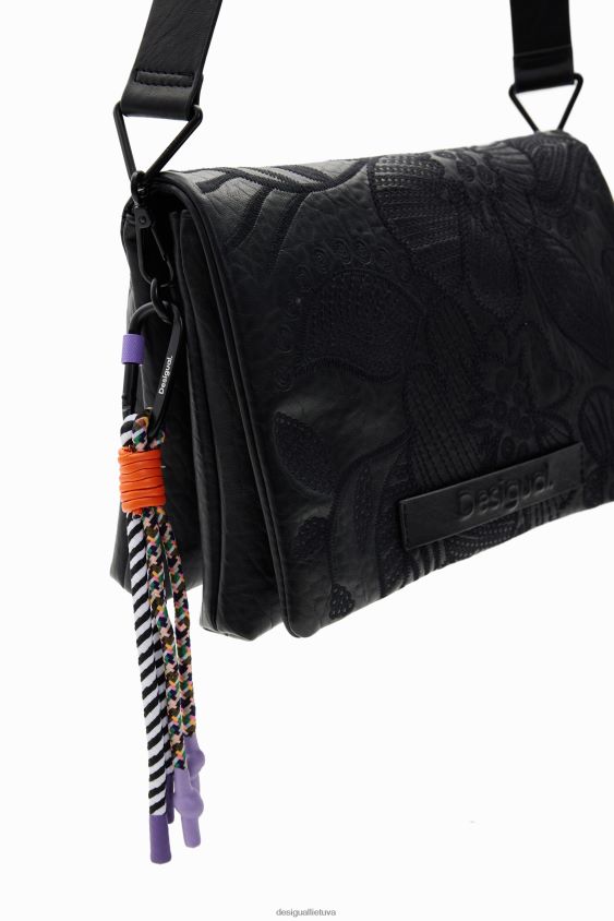 Desigual moterys Vidutinio dydžio gėlėmis siuvinėtas crossbody krepšys priedas S606BV1304